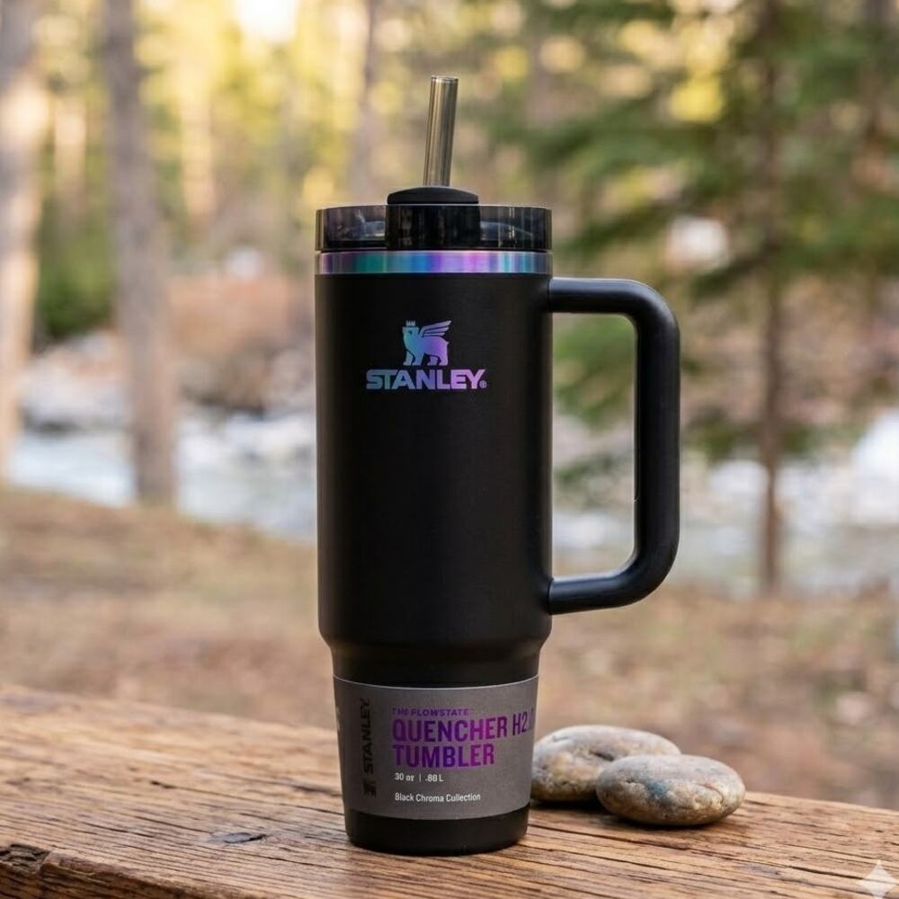 NEW Stanley 30 oz Quencher H2.0 FlowState Tumbler Black Chroma MAX Purple